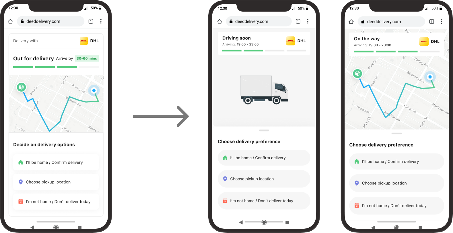Customer journey - out for delivery to on the way
